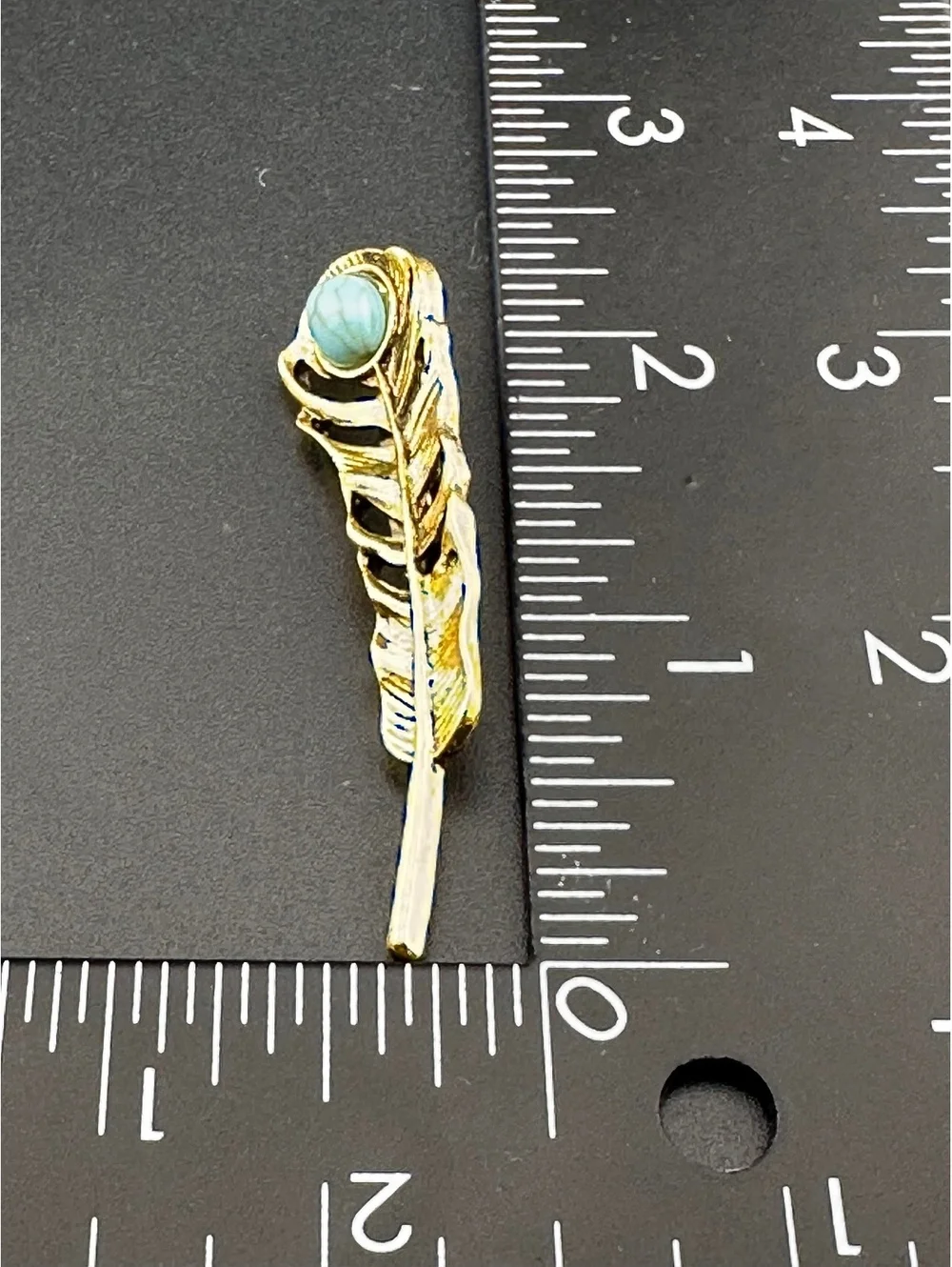 Vintage-Style Feather and Stone Brooch
